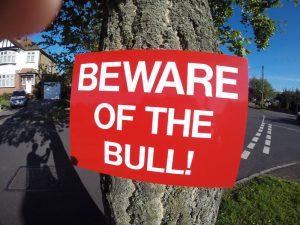 beware of the bull farm sign