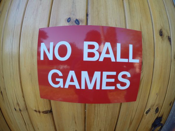 no ball games sign